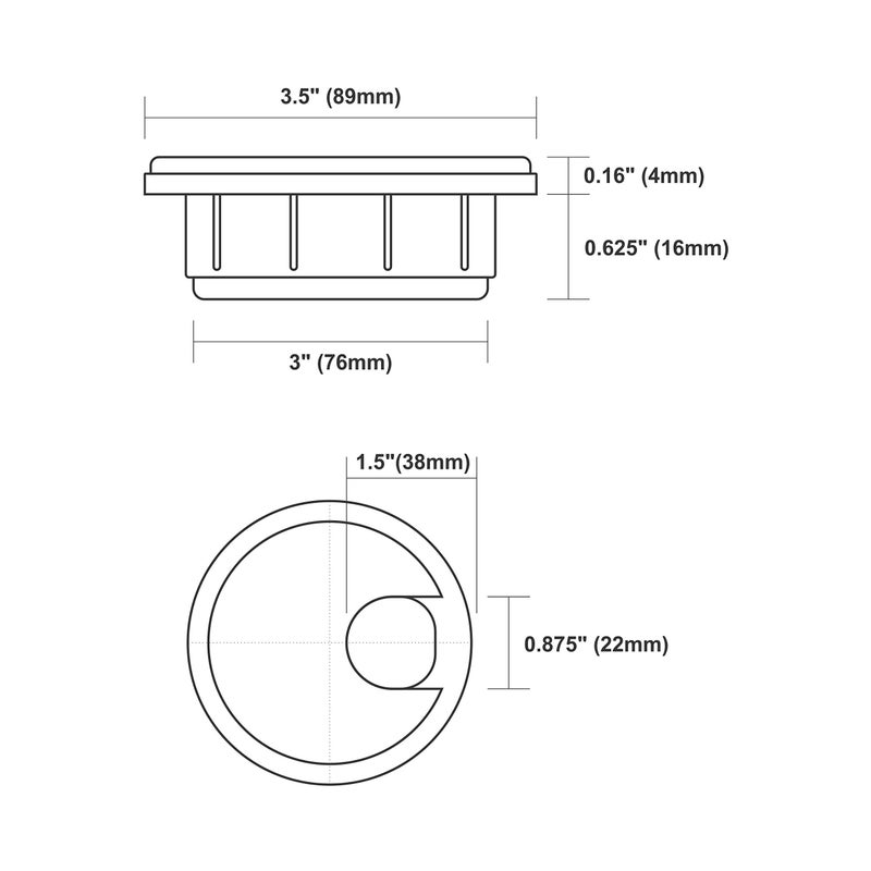 ROK 5 Pack Rok Hardware 3" (76mm) Black Round Computer Desk Table Port Wire Cable Cord Organizer Hole Cover Grommet, ROKRG3BLK - Image 3